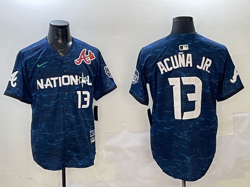 Men Atlanta Braves #13 Acuna jr Blue All star 2025 Nike MLB Jersey style 2